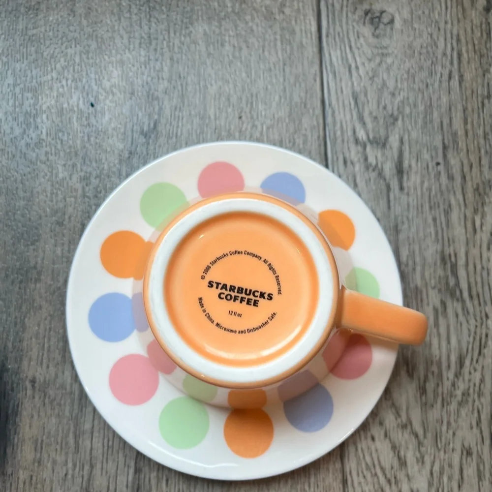 Starbucks Multicolor Polka Dot Mugs Set With Saucers - Picture 6 of 7